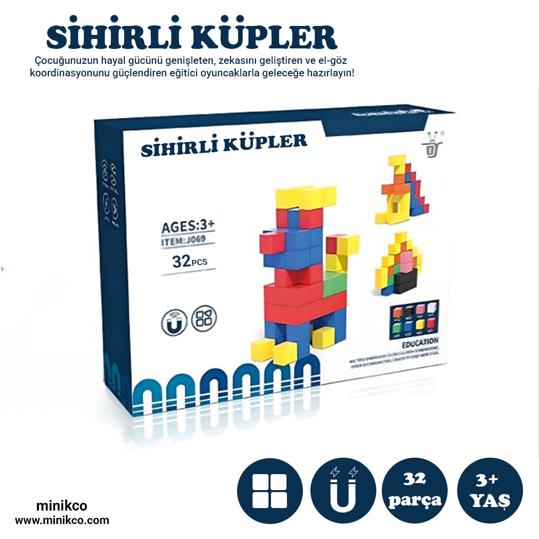 Sihirli Küpler | Eğitici ve Hayal Gücü Geliştiren Mıknatıslı Küp Oyuncak